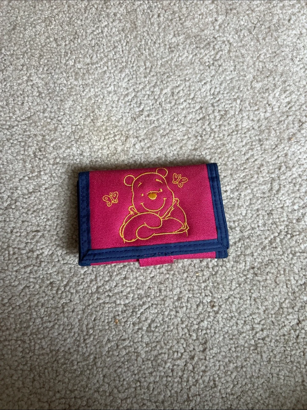 Disney Pink Trifold Wallet with Yellow Embroidery and Navy Trim